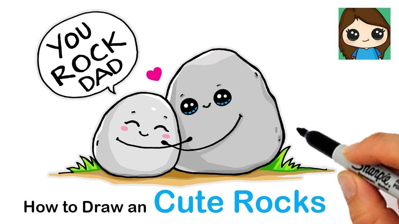 How to Draw Rock39s Hugging Father39s Day Cute Pun