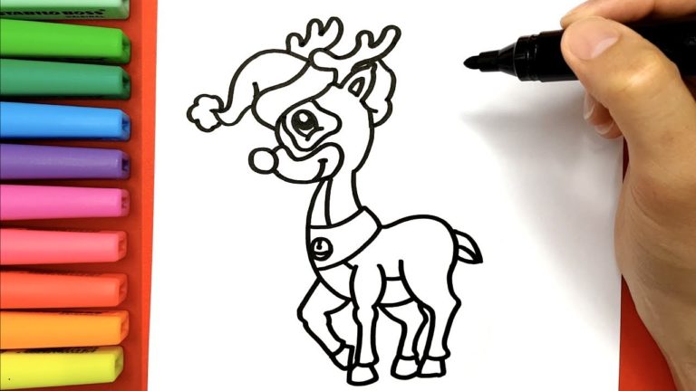 How to Draw Rudolph the red nosed reindeer Happy