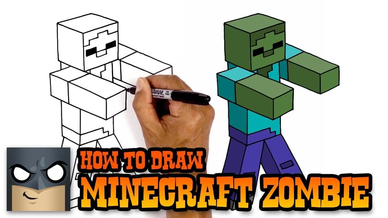 How to Draw Zombie Minecraft Art Tutorial