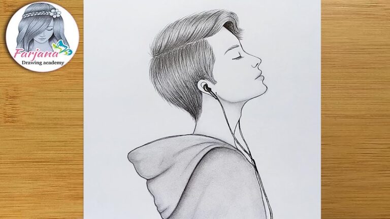 How to Draw a Boy with earphones for beginners