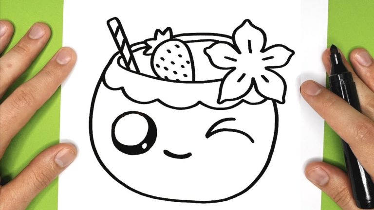 How to Draw a CUTE COCONUT DRINK Happy Drawings