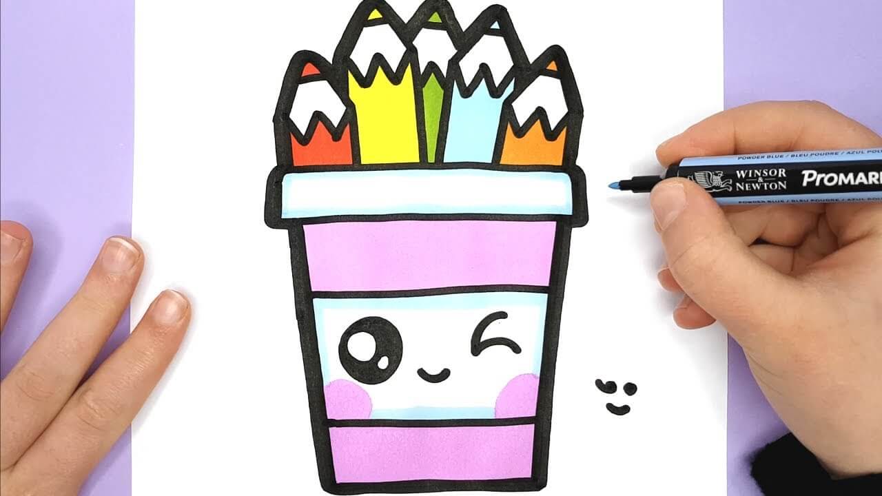 How to Draw a CUTE PENCIL POT EASY