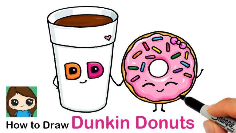 How to Draw a Cup of Coffee and Donut Easy