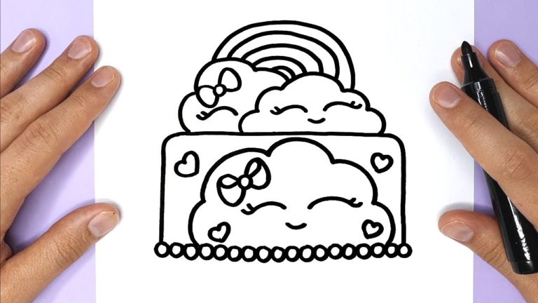 How to Draw a Cute Cake with Cute Clouds
