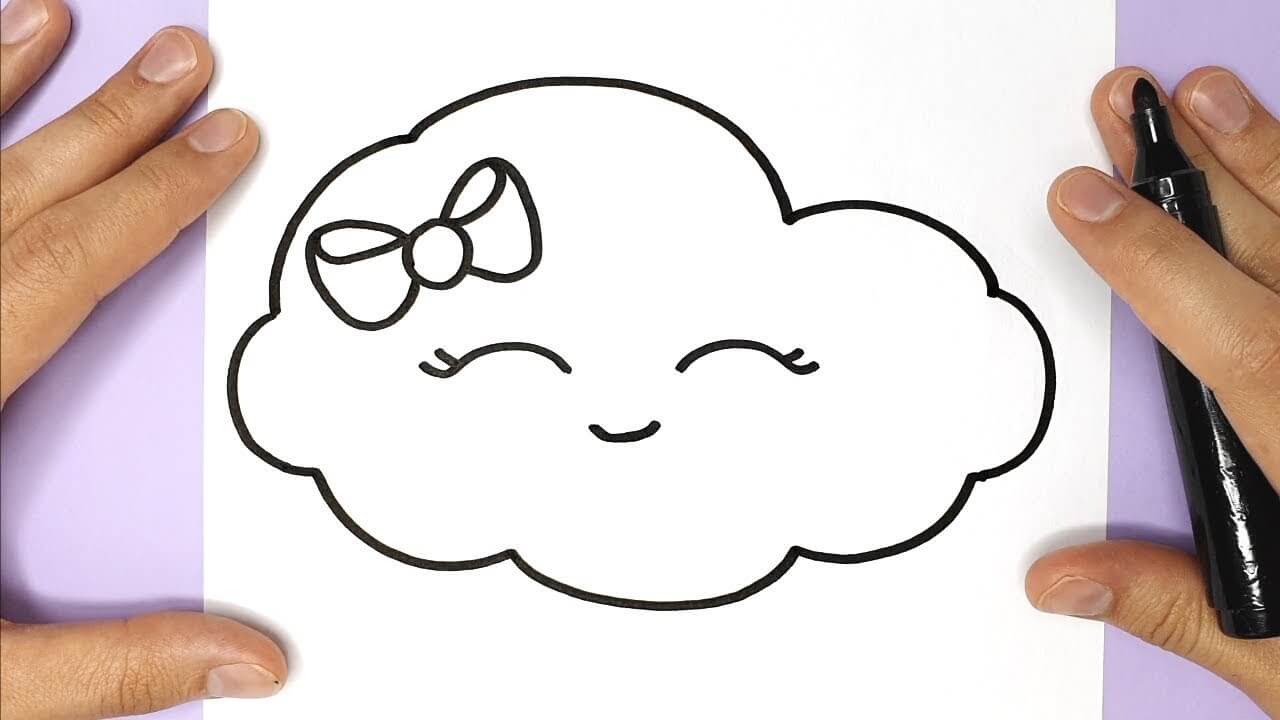 How to Draw a Cute Cloud EASY Happy Drawings