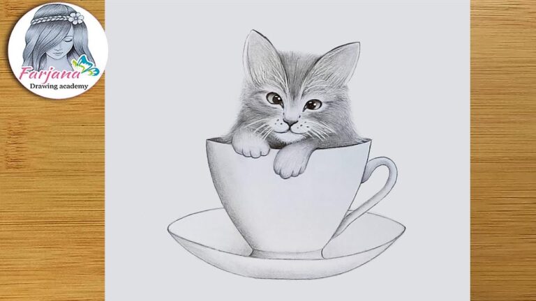 How to Draw a Cute Kitty in a Cup