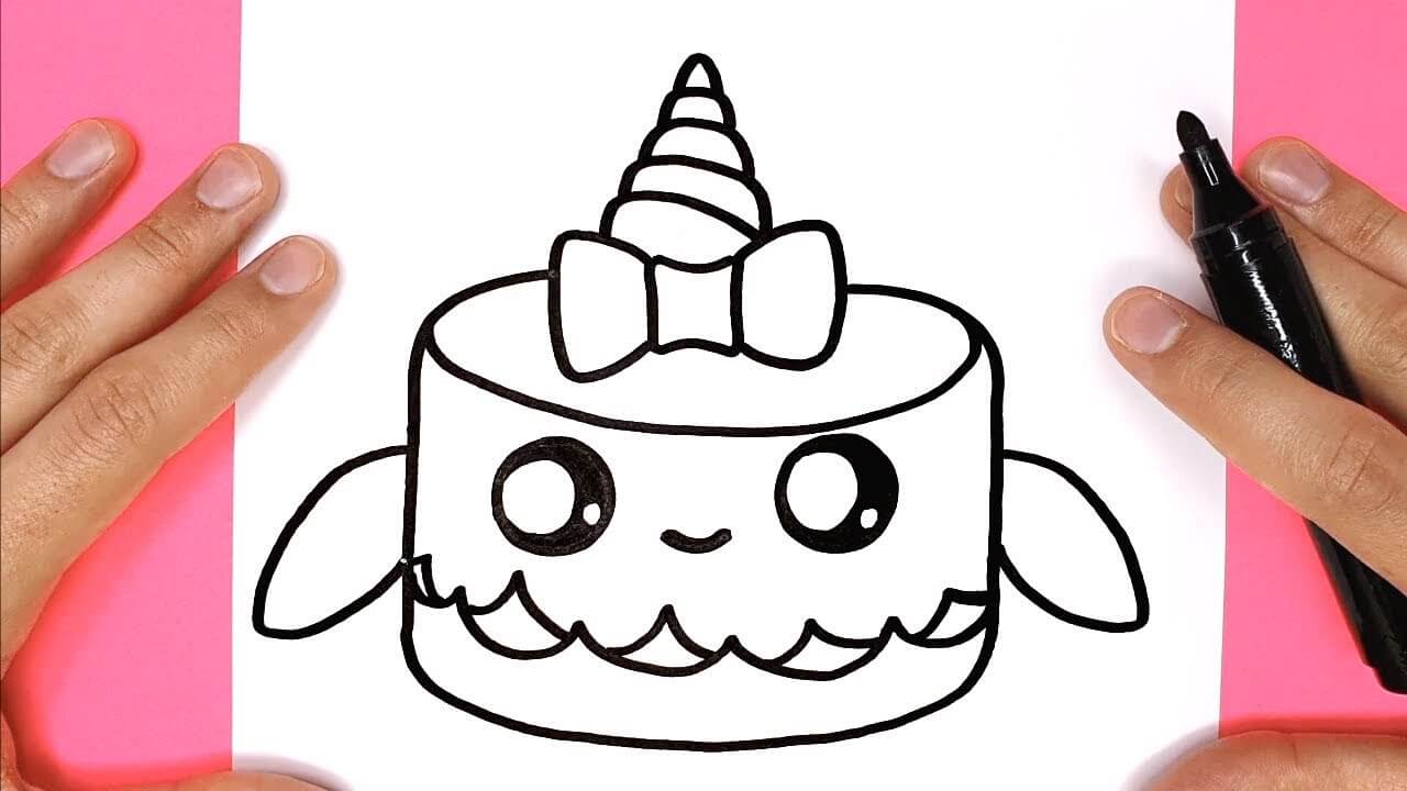 How to Draw a Cute Narwhal Cake Happy Drawings