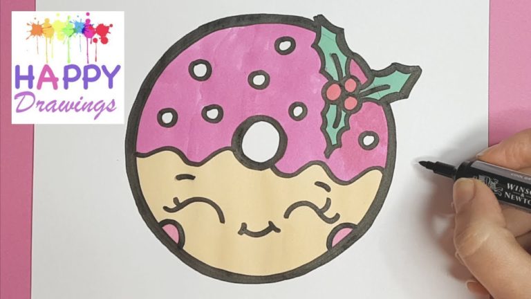How to Draw a Cute Pink Christmas DONUT Easy