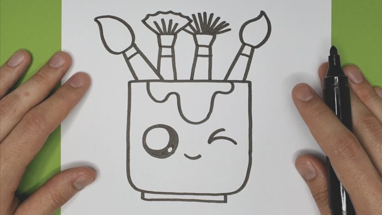 How to Draw a Cute Pot of Paint Brushes