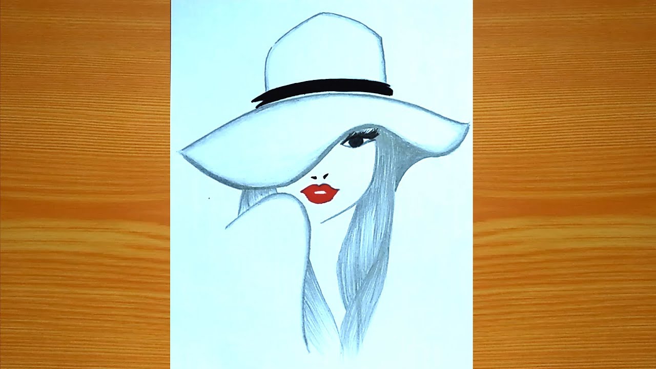 How to Draw a Girl and Hat Pencil Sketch,Sony Drawing TuTorial