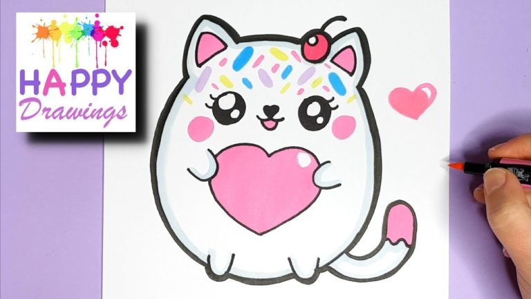 How to Draw a KITTEN with a LOVE HEART