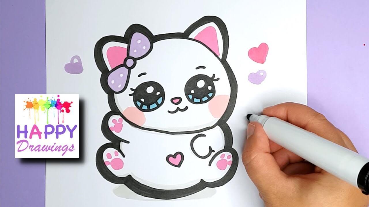 How to Draw a Super Cute Baby Kitten Happy