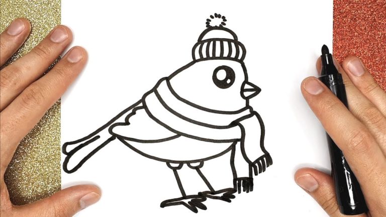 How to Draw a bird in winter Happy Drawings