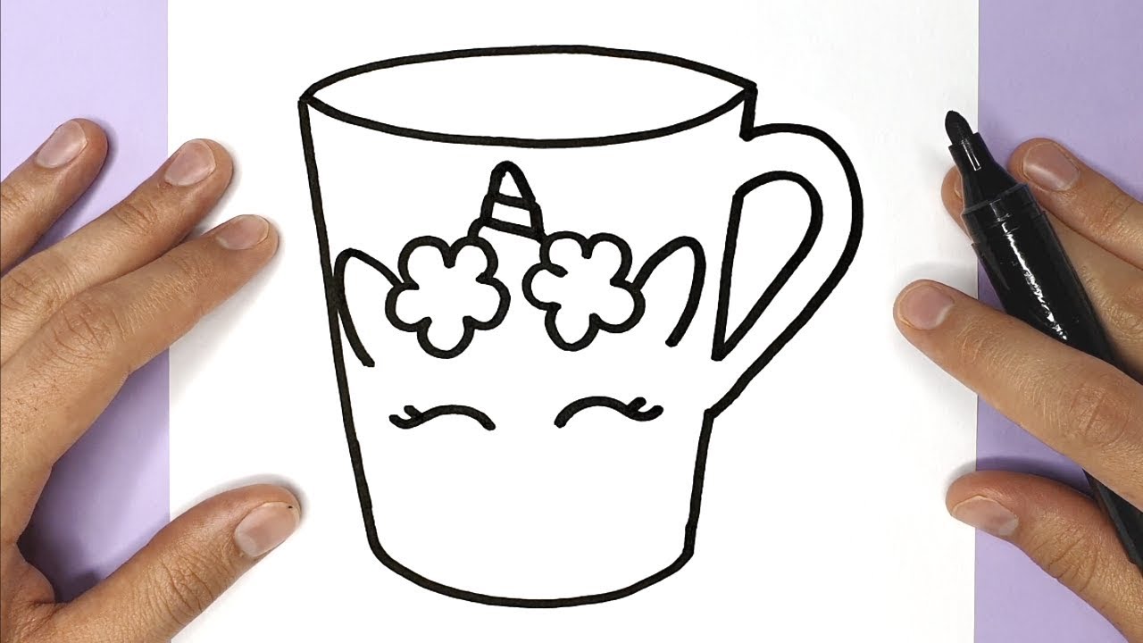 How to Draw a cute unicorn cup Happy Drawings