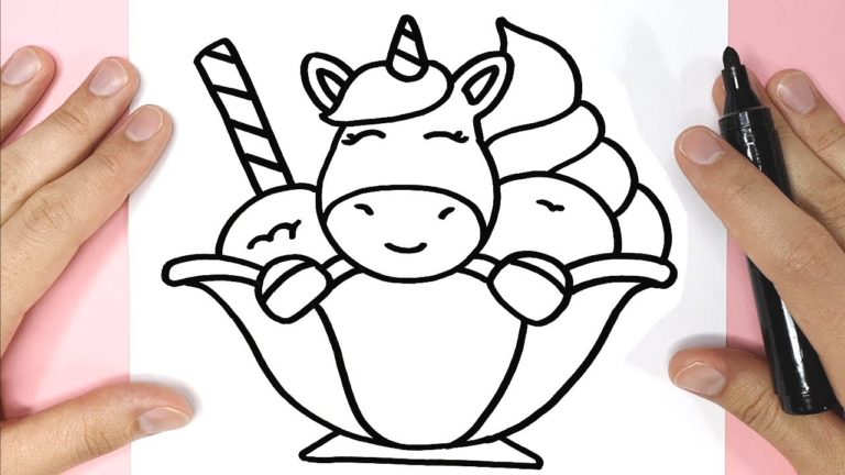 How to Draw a cute unicorn in an ice cream