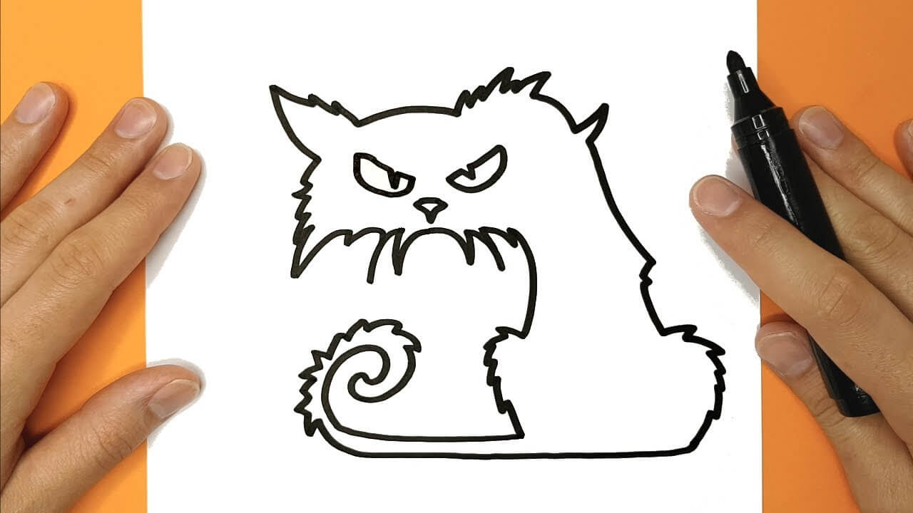 How to Draw a halloween cat Happy Drawings