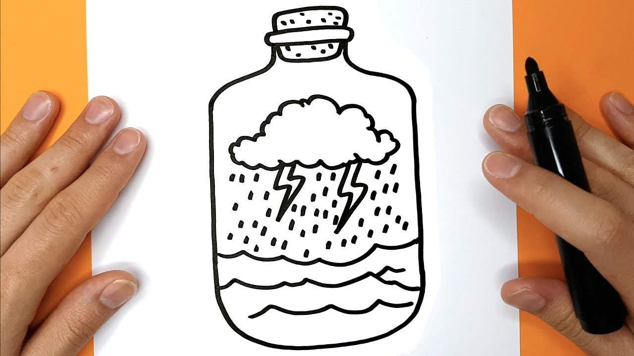 How to Draw a witch flask containing a storm