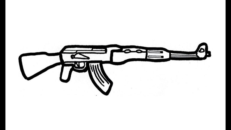 How to Draw an AK 47 gun rifle