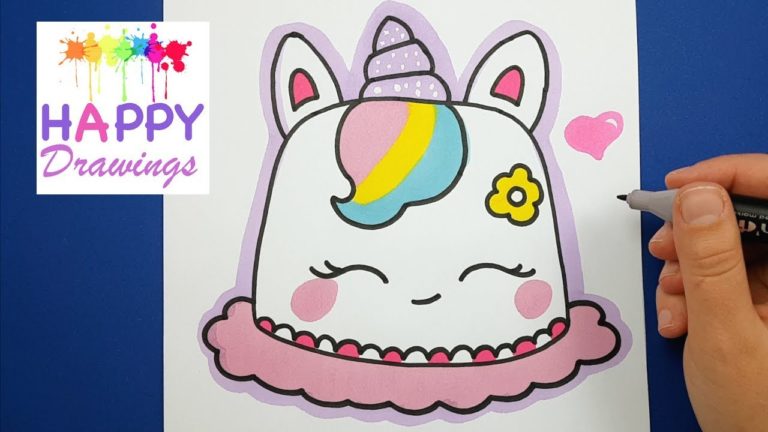 How to Draw and COLOR a Cute Unicorn Cake Super