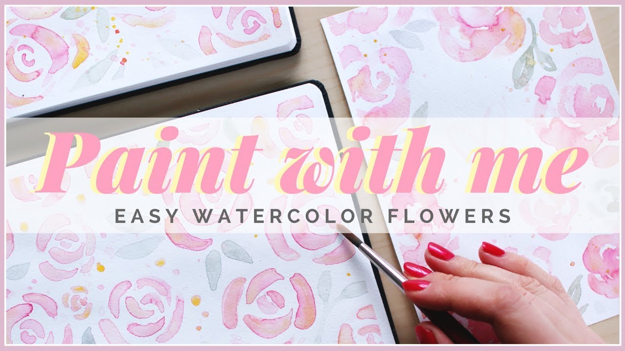 How to Paint Simple Watercolor Flowers for Beginners! Valentine's Day Card Idea