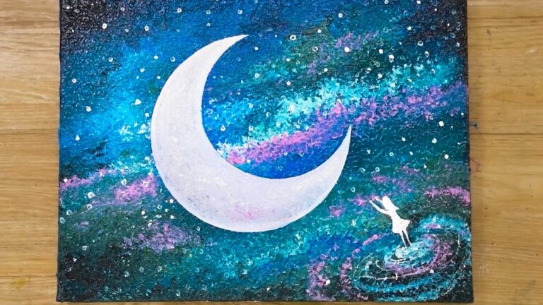 How to Paint a Moonlight Girl / Cotton Swabs Painting Technique #424