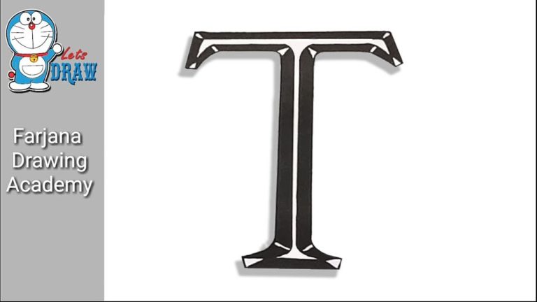 How to draw 3D T step by step