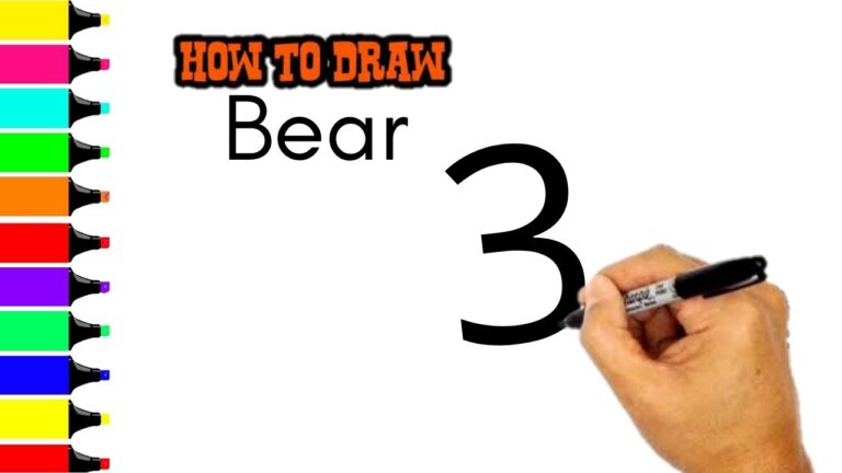 How to draw Bear from Number 3 - Drawing teddy bear easy