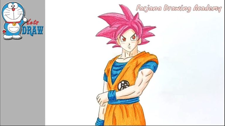 How to draw Goku super saiyan god step by step
