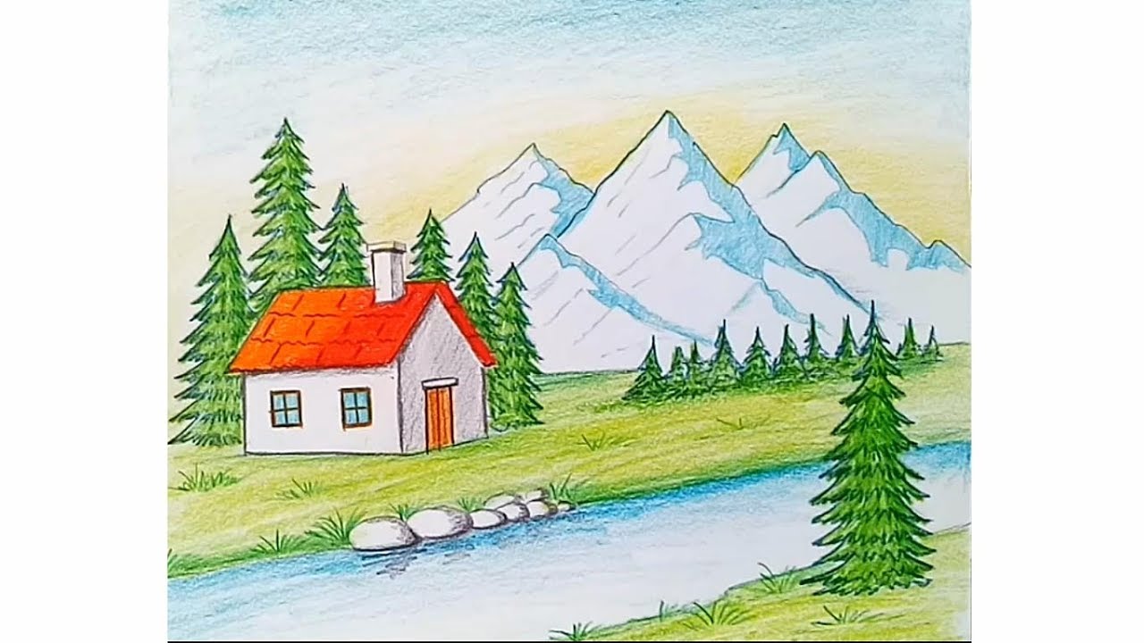 How to draw Hillside Landscape for Beginners