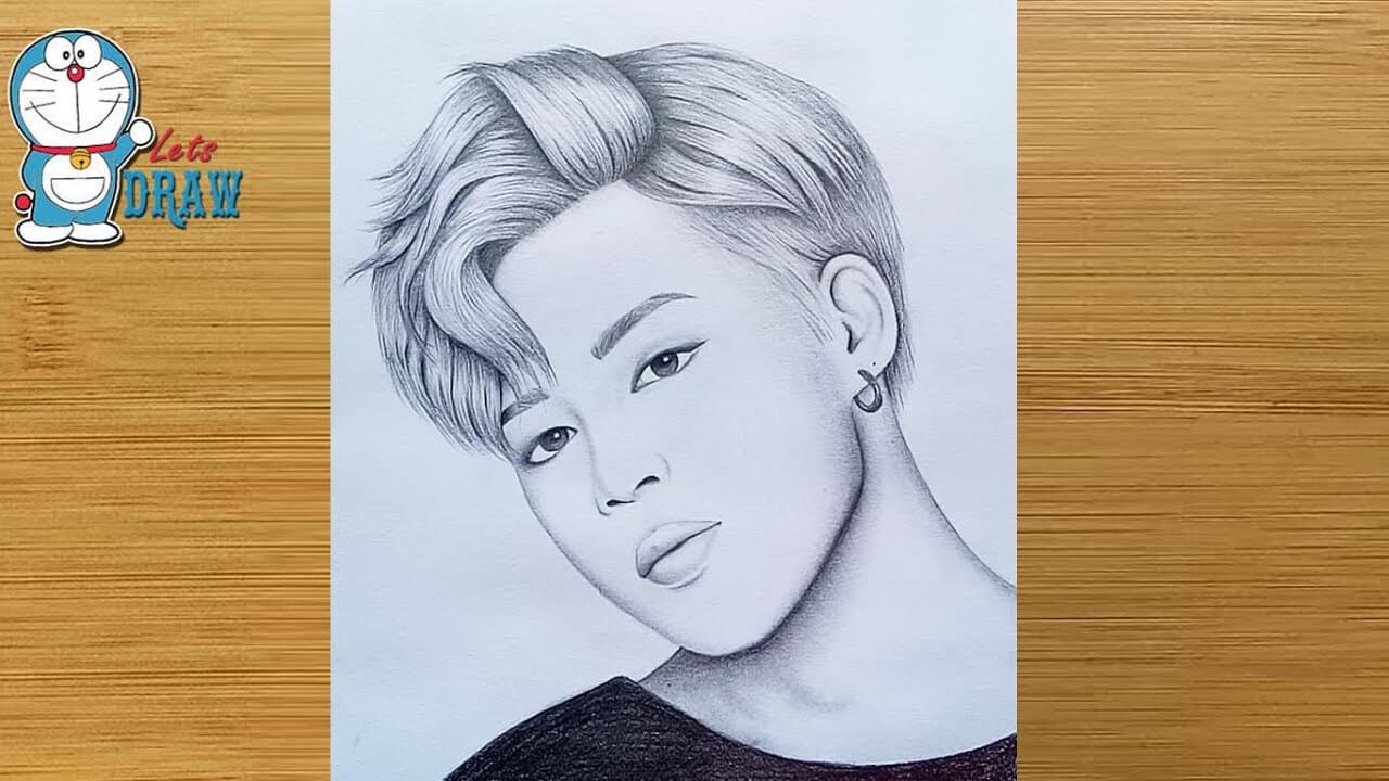 How to draw Jimin BTS by one pencil