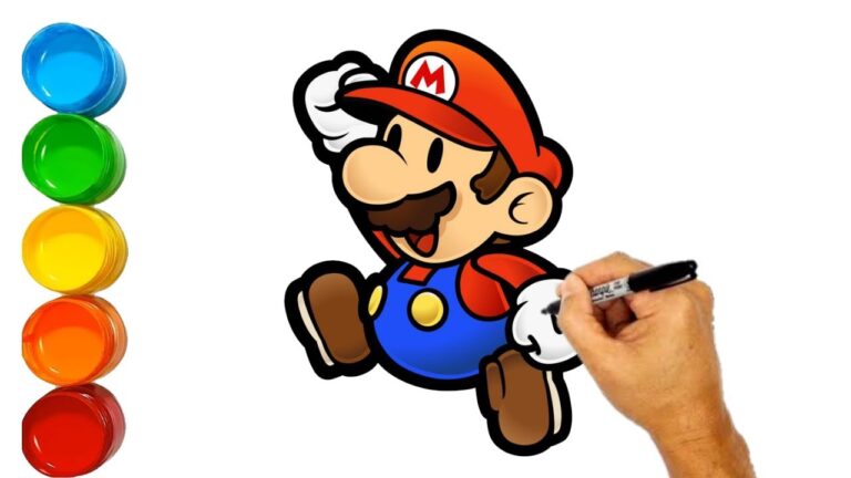 How to draw Mario easy | Drawing Mario character for kids | Coloring pages