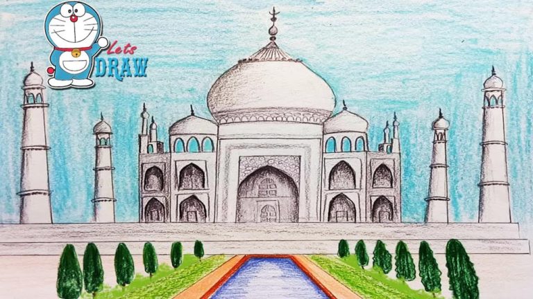 How to draw Taj Mahal step by step very easy