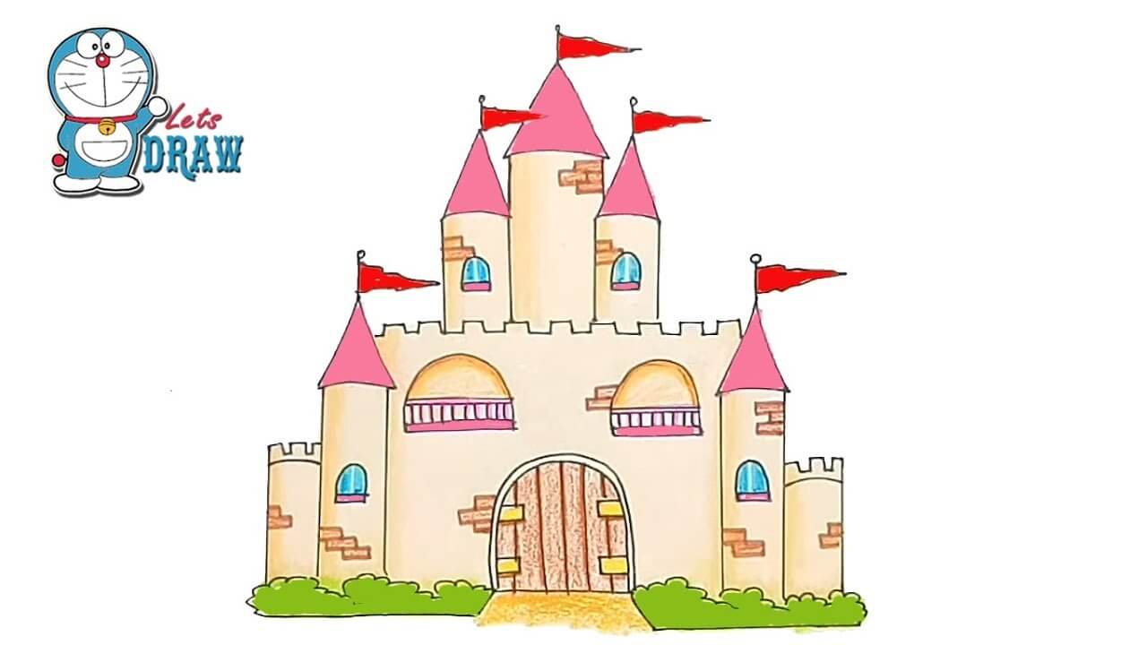 How to draw a Castle step by step