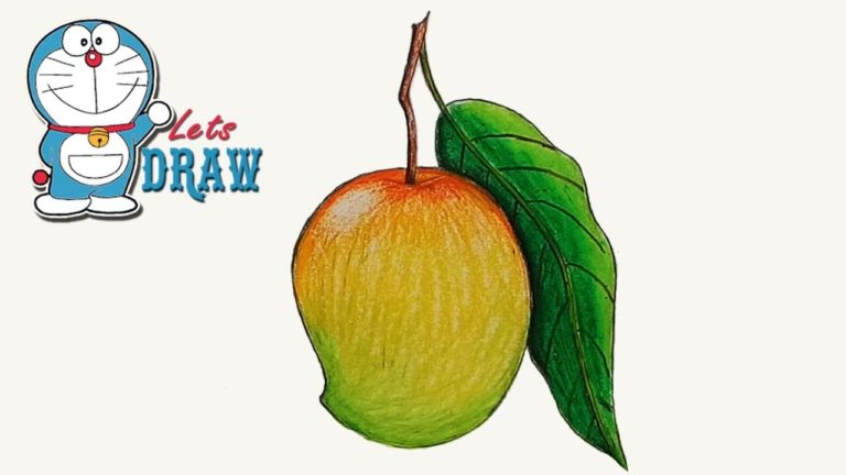 How to draw a mango step by step