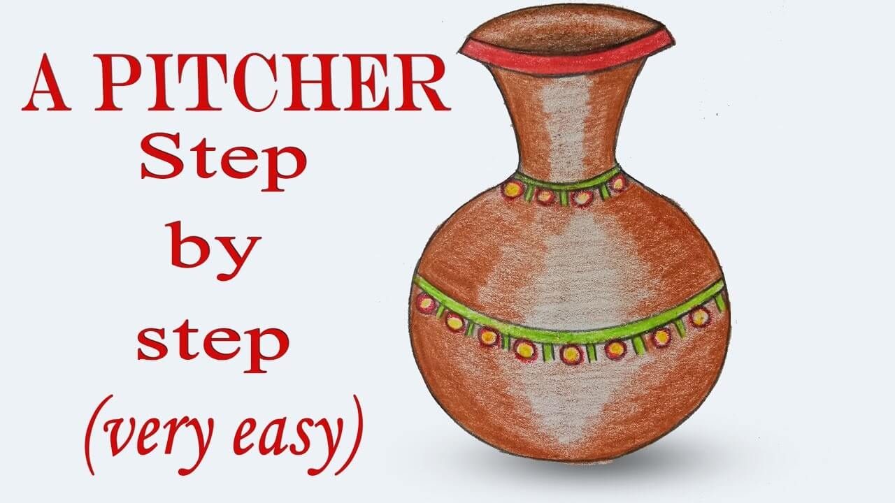 How to draw a pitcher step by step very easy