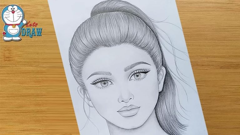 How to draw a pretty girl with ponytail hairstyle