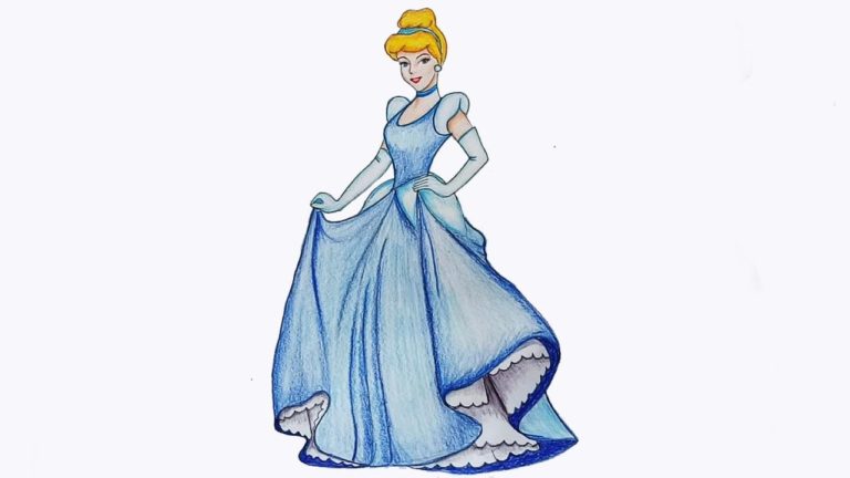 How to draw cinderella step by step