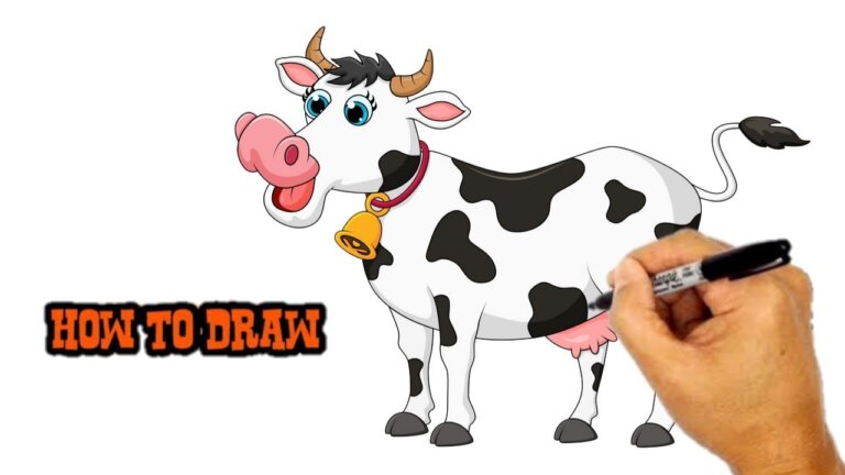 How to draw cow and colour it | Drawing cow step by step | Cow drawing for kids