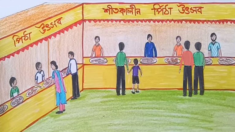 How to draw scenery of culture festival of Bangladesh