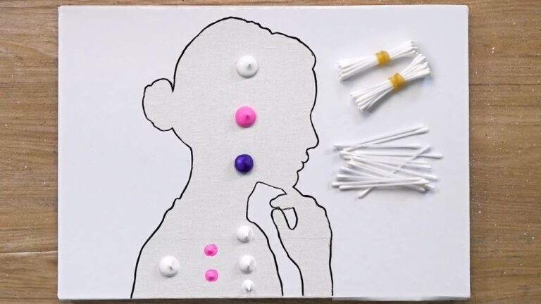 Immersed in a Cherry Blossom / Cotton Swab Painting Technique / Label Paper Sticker Painting