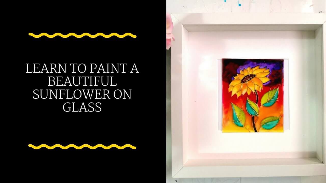 Learn to paint a beautiful sunflower on glass quick