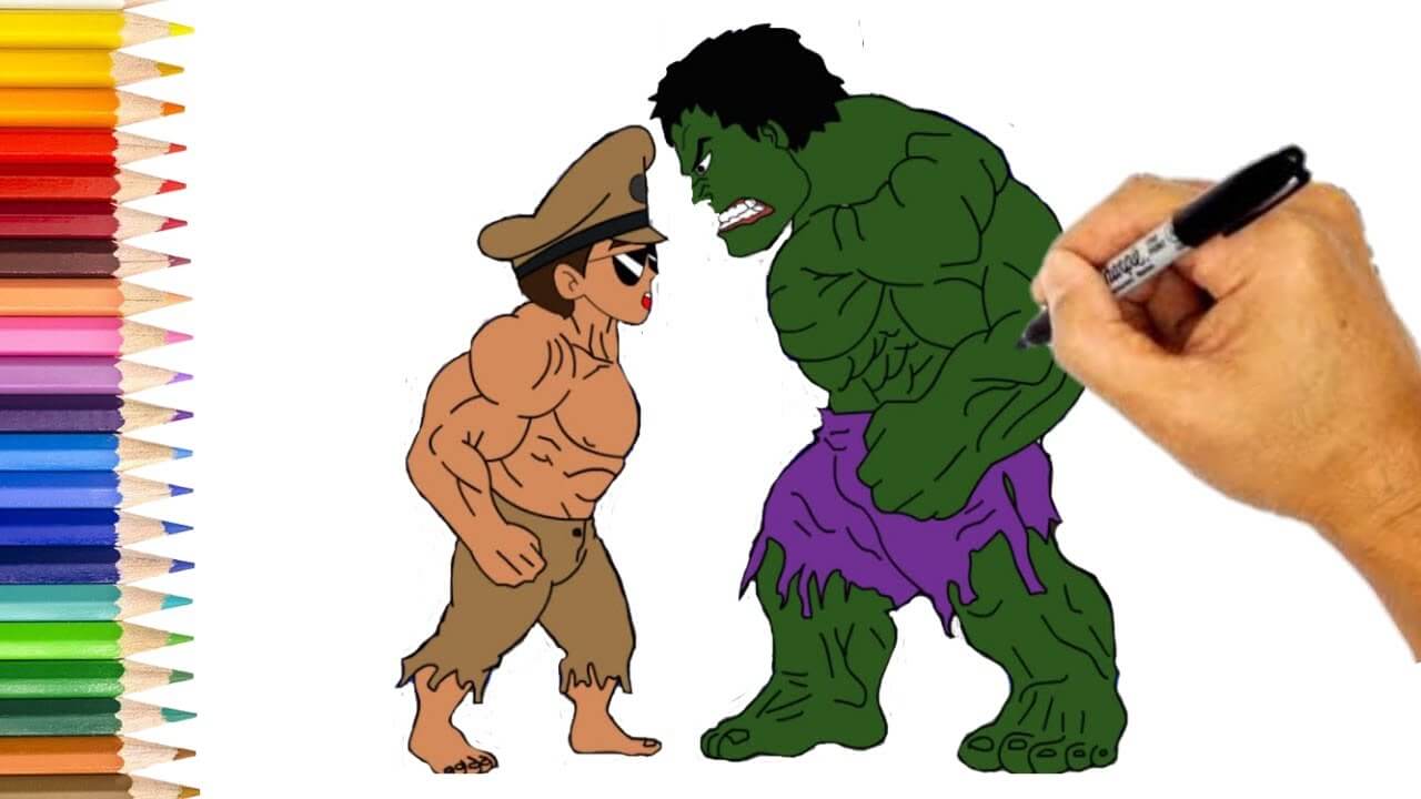 Little Singham Attacking Hulk | Hulk and Little Singham Drawing