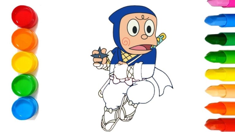 Ninja Hattori colouring Pages | Drawing Ninja Hattori cartoon
