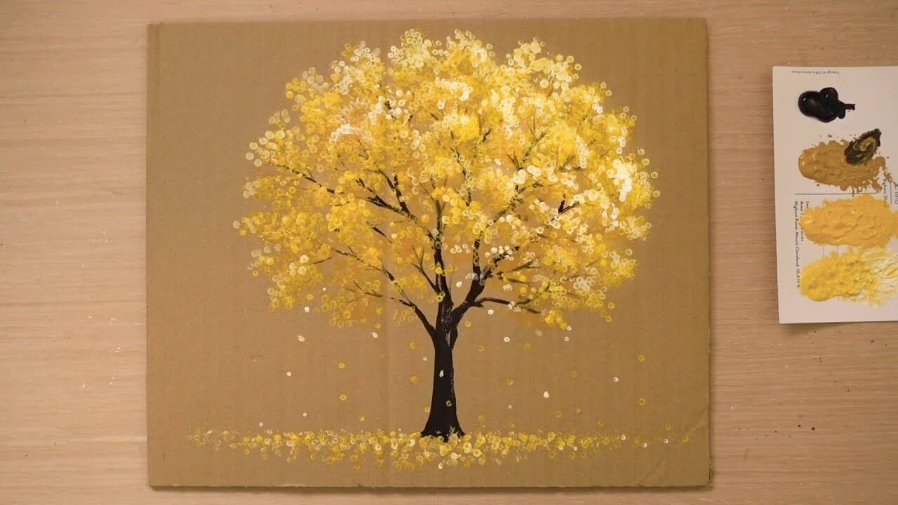 Paint on 'Cardboard Box' / Tree painting technique