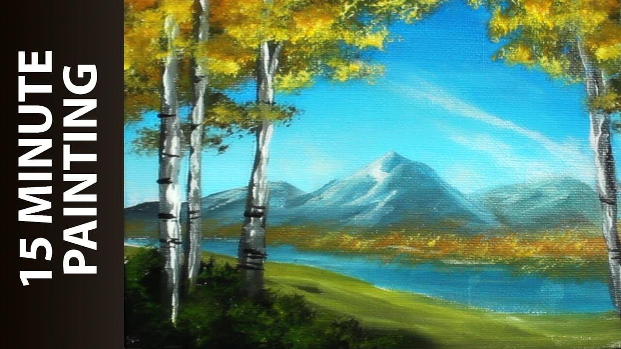 Painting Birch Trees and Mountains with Acrylics in Under 15