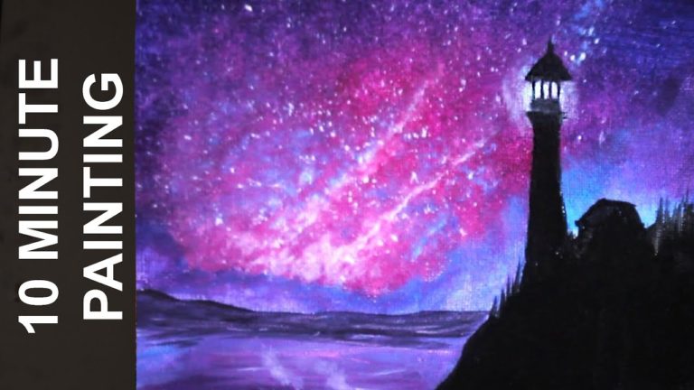 Painting a Galaxy Over a Lighouthouse on the Ocean with