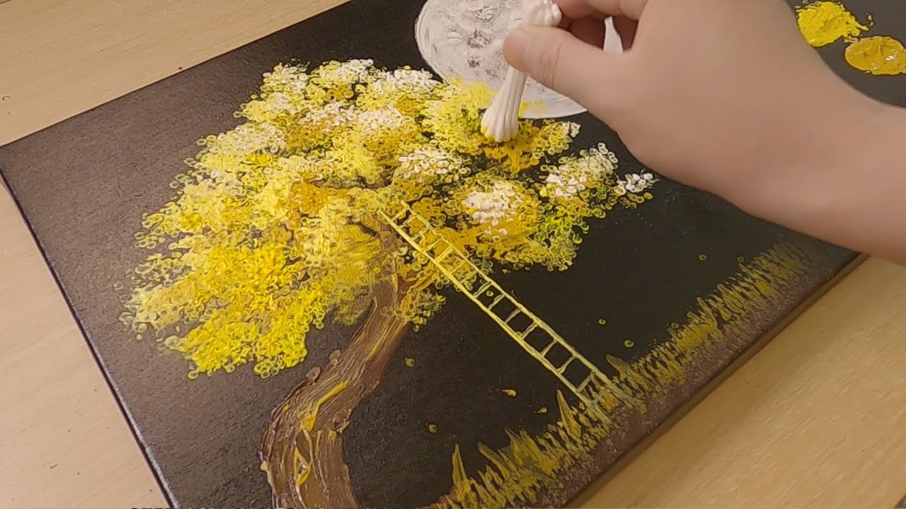 Painting memories under the moonlight / Acrylic painting / Easy creative art