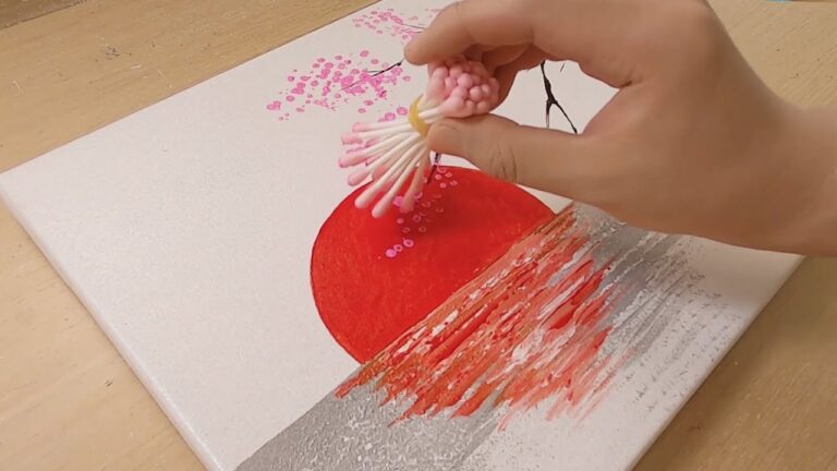 Protractor and cotton swabs painting technique/ New Year 2021 / Acrylic painting