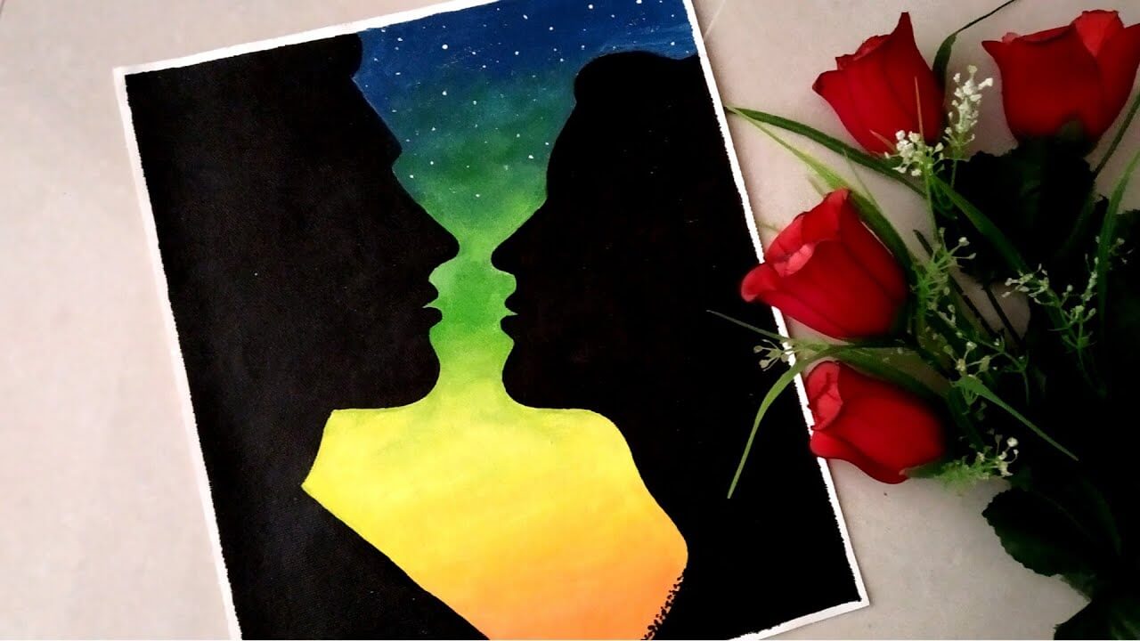 Romantic Couple Night Scenery Painting/ Step by Step Acrylic painting for Beginners/ Couple Painting