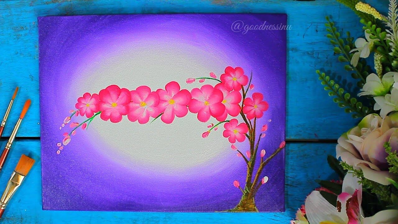 Simple and Easy Flower Painting using One Stroke Technique for Beginners